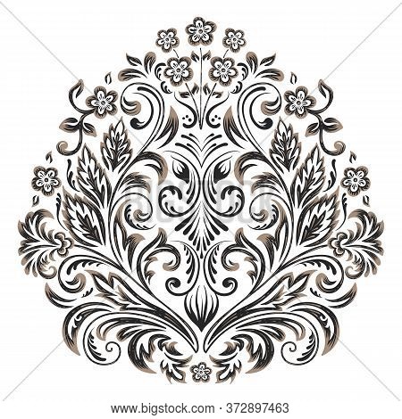 Vector Damask Element. Isolated Damask Central Illistration. Classical Luxury Old Fashioned Damask O