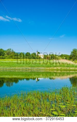 Beautiful Green Landscape In Lika Region On Svica Lake, Croatia