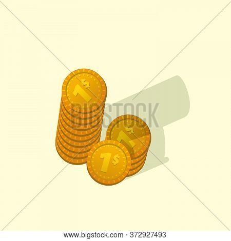 Stack Coin Penny Money Perspective View Vector Illustration