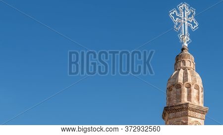 Midyat, Mardin, Turkey - January 2020: Architectural Details Of Mor Gabriel Deyrulumur Monastry. It 