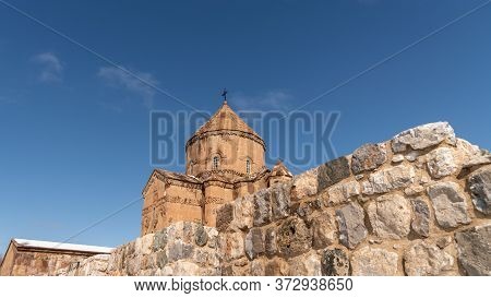 Akdamar Island, Van, Turkey - February 2020: Akdamar Island And Surp Church Akdamar Church Is An Imp