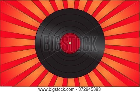 Retro Old Antique Hipster Musical Vinyl Record From The 70s, 80s, 90s, 2000s Against A Background Of