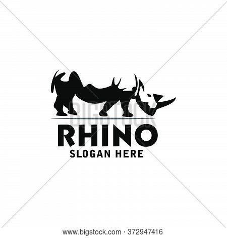 Rhino Logo Vector Design Template Icon Silhouette