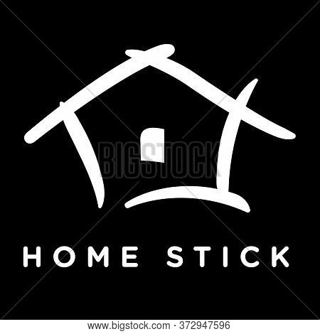 Home Stick Logo Design Simple Icon Sign