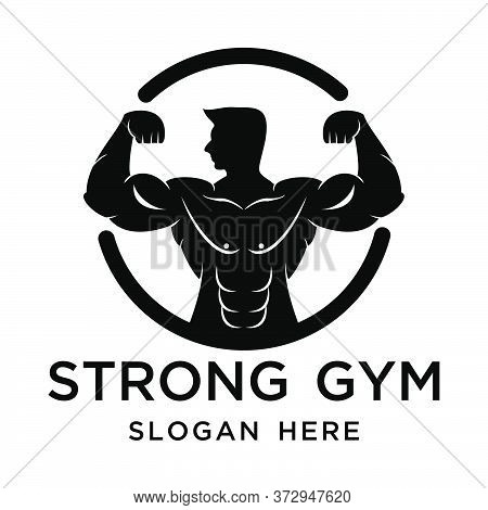 Strong Gym Logo Design Simple Icon Silhouette