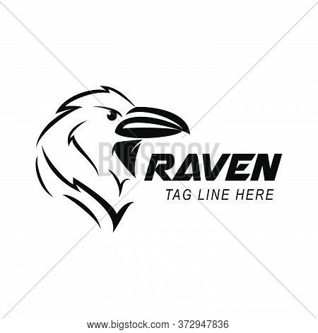 Raven Logo Design Vector Template Icon White