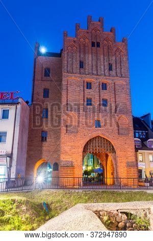 Olsztyn, Poland - May 31, 2020: High Gate (wysoka Brama) In The At Night.
