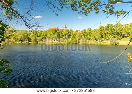 View On Lake Ukiel (krzywe) At Sunny Day In Olsztyn, Poland.