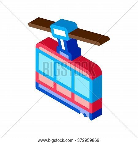 Ski Resort Cableway Transport Icon Vector. Isometric Ski Resort Cableway Transport Sign. Color Isola