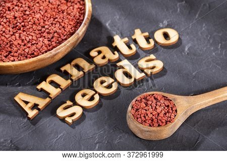 Bixa Orellana - Organic Annatto Seeds. Text Space
