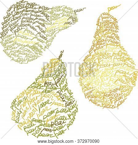 Vector Logo Design Template With Three Pear Fruits Composed From Word 