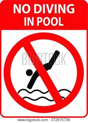 No Diving In Pool Warning Sign New Design