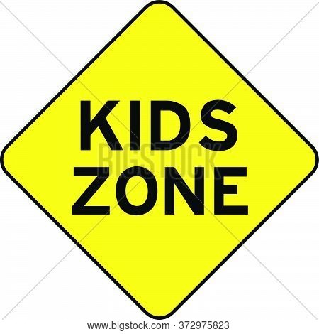 Kids Zone Yellow Warning Sign New Design