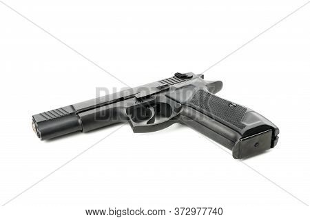 Black Traumatic Gun Isolated On White Background