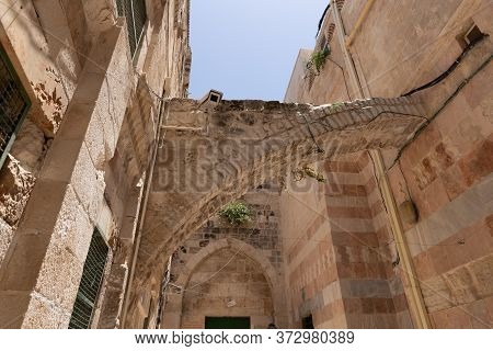 Jerusalem, Israel, June 13, 2020 : Passage From The Shaar Barzel - Iron Gate - Bab Al-hadid Gate To 