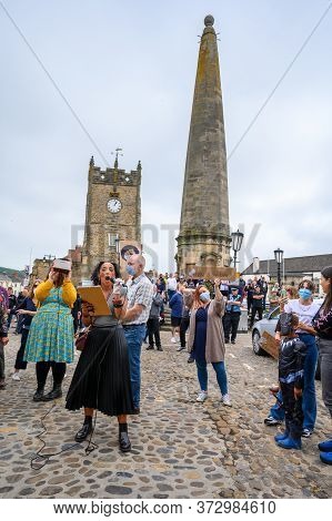 Richmond, North Yorkshire, Uk - June 14, 2020: Blm Protesters On The Cobbles In The Marketplace At A