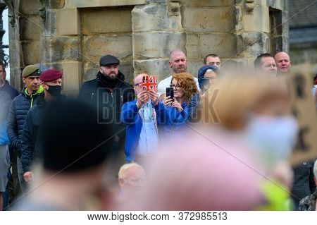 Richmond, North Yorkshire, Uk - June 14, 2020: British All Lives Matter Counter Protesters Watching 
