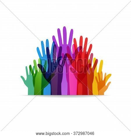 Color Hand Symbols Isolated White Background, Vector Illustration