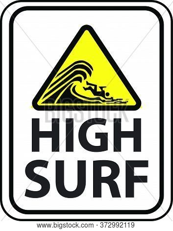 High Surf Beach Sign Vector New Design