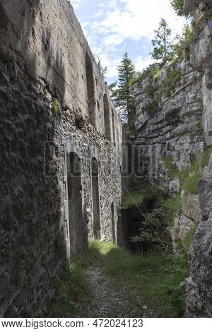 Asiago, Italy - July 25, 2020: View Of First World War Forte Campolongo