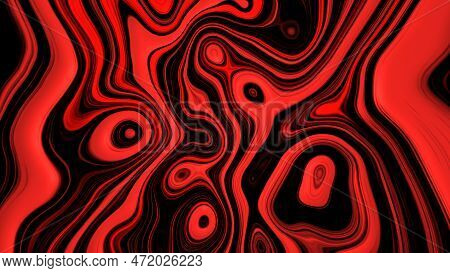 Red Abstract Liquid Background. Texture Of Liquid Paint. Red Marble Texture. Bright Colorful Liquid 