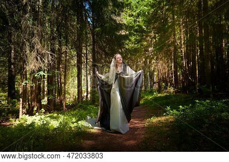 Beautiful Seductive Dryad. Pagan Spirit Of The Forest. Portrait Of Beautiful Dryad. Fairy Who Loves 