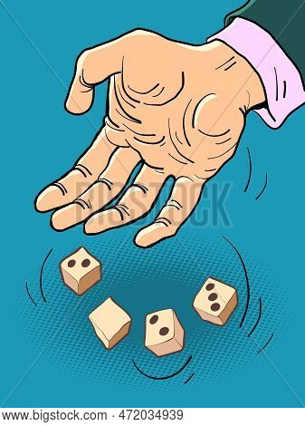 Hand Rolls 2023. Business Man Rolls The Dice With 2023. The Man Realized That 2023 Had Come.