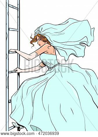 Escape From Prejudice. The Desire To Move Forward In Self-development. The Bride Goes Up Or Down The