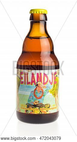 Groningen, Netherlands - March 04, 2023: Bottle Of Belgian Eilandje New England Ipa Beer Isolated On