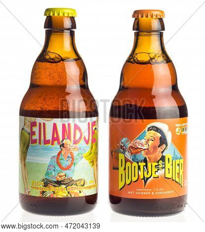 Groningen, Netherlands - March 04, 2023: Bottles Of Belgian Eilandje And Bootje Craft Beer Isolated 