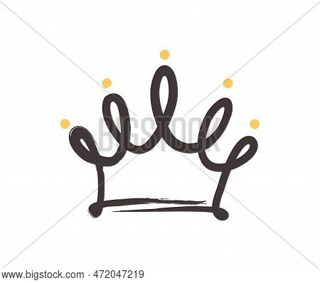 Crown Doodle Icon. Minimalistic Drawing And Sketch. Graphic Element For Website. Heraldy And Emblem,