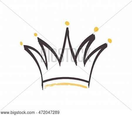 Crown Doodle Icon. Poster Or Banner For Website. Knight Heraldy And Majestic Object. Royal And Imper