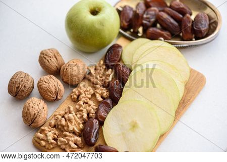 Something Of Various Healthy Superfoods On White Marble Kitchen Table Background. Ingredients Of Har
