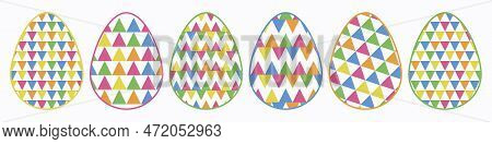 Easter Egg Icons With Geometric Patterns. Vector Illustration.