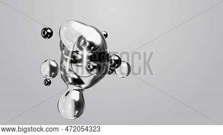 3d Render Motion Design Wallpaper Animation Business Presentation Monochrome Grey White Metaball Gra