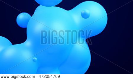 Metaverse 3d Abstract Background With Droplets Blue Metaball Molten Wax Merge Fly Drops Liquid Bio B