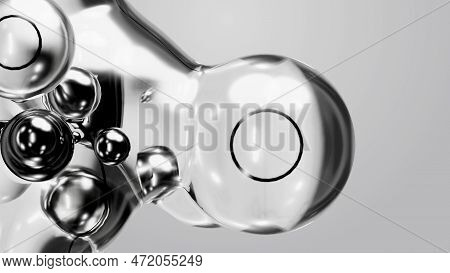 3d Render Motion Design Wallpaper Animation Business Presentation Monochrome Grey White Metaball Gra