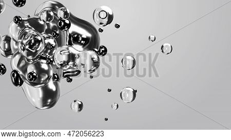 3d Render Motion Design Wallpaper Animation Business Presentation Monochrome Grey White Metaball Gra