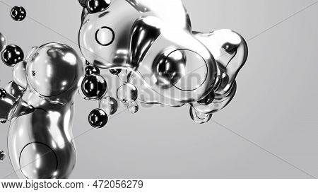 3d Render Motion Design Wallpaper Animation Business Presentation Monochrome Grey White Metaball Gra