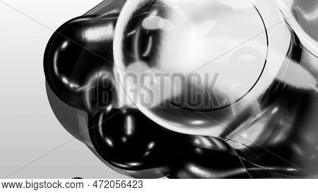 3d Render Motion Design Wallpaper Animation Business Presentation Monochrome Grey White Metaball Gra