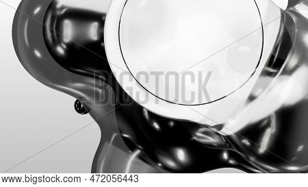 3d Render Motion Design Wallpaper Animation Business Presentation Monochrome Grey White Metaball Gra