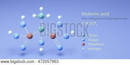 Etidronic Acid Molecule, Molecular Structures, Non-nitrogenous Bisphosphonate, 3d Model, Structural 