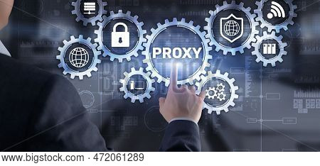 Proxy. Network Administrator Access The Proxy Server. Technology Concept