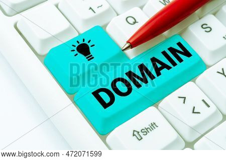 Writing Displaying Text Domain. Business Approach Distinct Subset Of Internet With Addresses Sharing