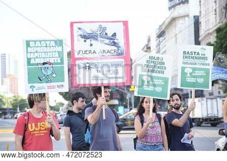 Buenos Aires, Argentina; March 3, 2023: Global Climate Strike. Texts: Enough Of Capitalist Environme