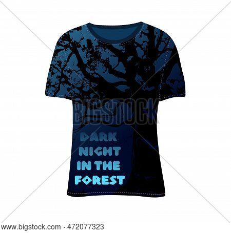 Dark In The Forest,  All Over, Vintage, Gradient Effect, Vector T-shirt Design,