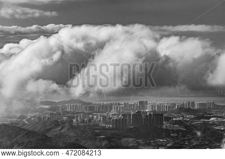 Aerial View Of Yuen Long District In Hong Kong City