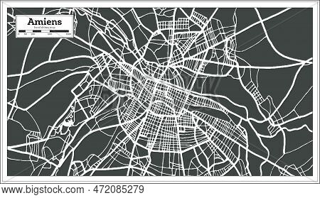 Amiens France City Map In Retro Style. Outline Map. Vector Illustration.
