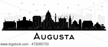 Augusta Maine City Skyline Silhouette With Black Buildings Isolated On White. Vector Illustration. B