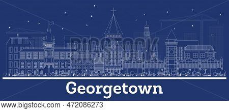 Outline Georgetown Guyana City Skyline With White Buildings. Vector Illustration. Business Travel An